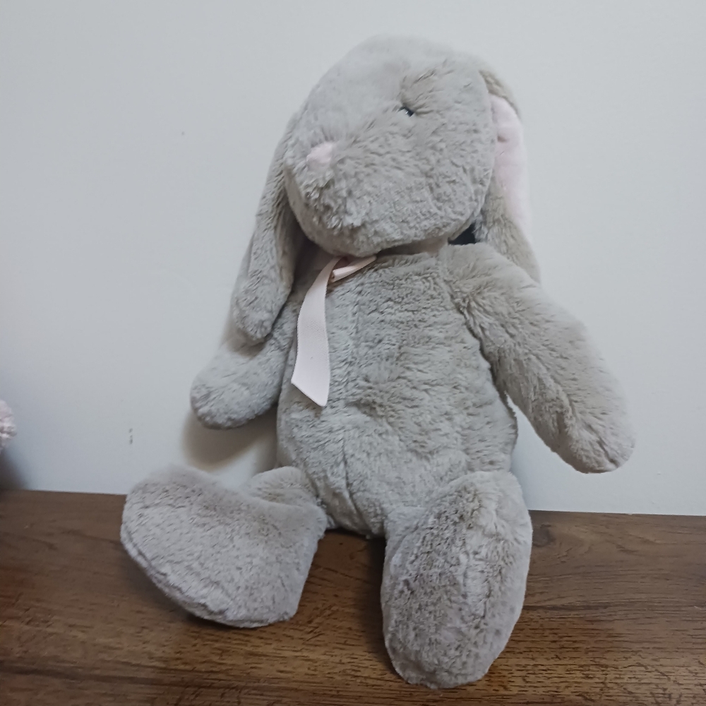 Pottery Barn Kids Gray and Pink Stuffed Bunny